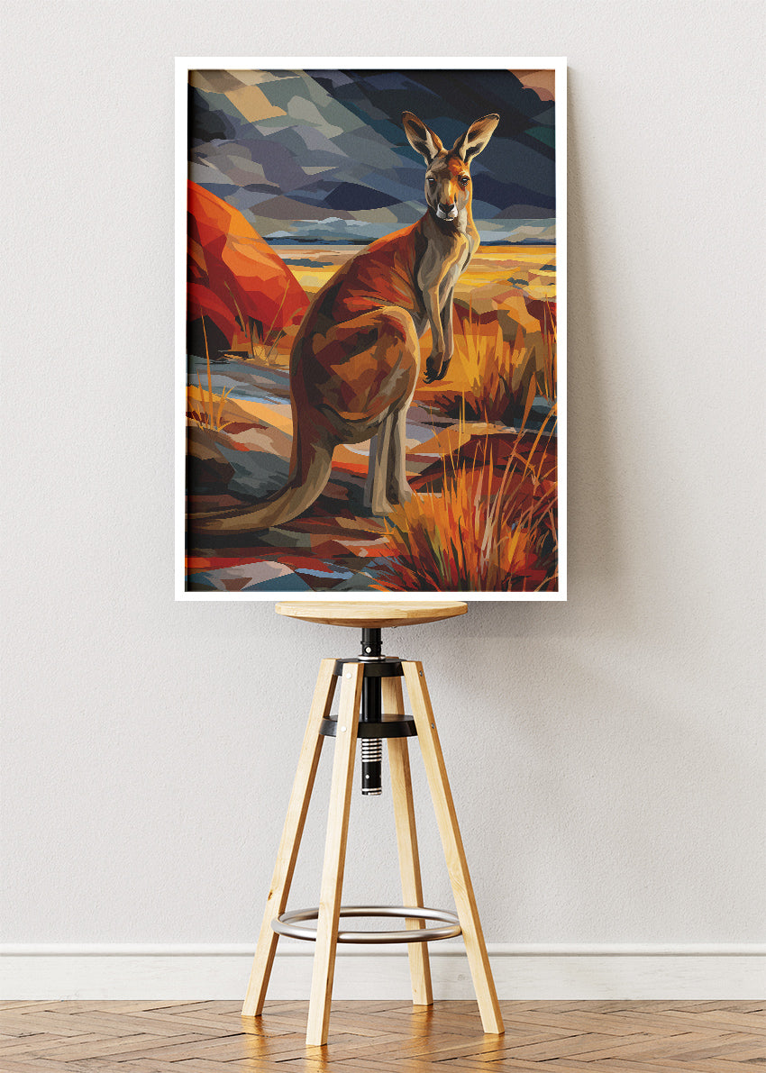 Australian Kangaroo Desert Landscape Canvas &amp; Poster Print – AI PRINT LAB