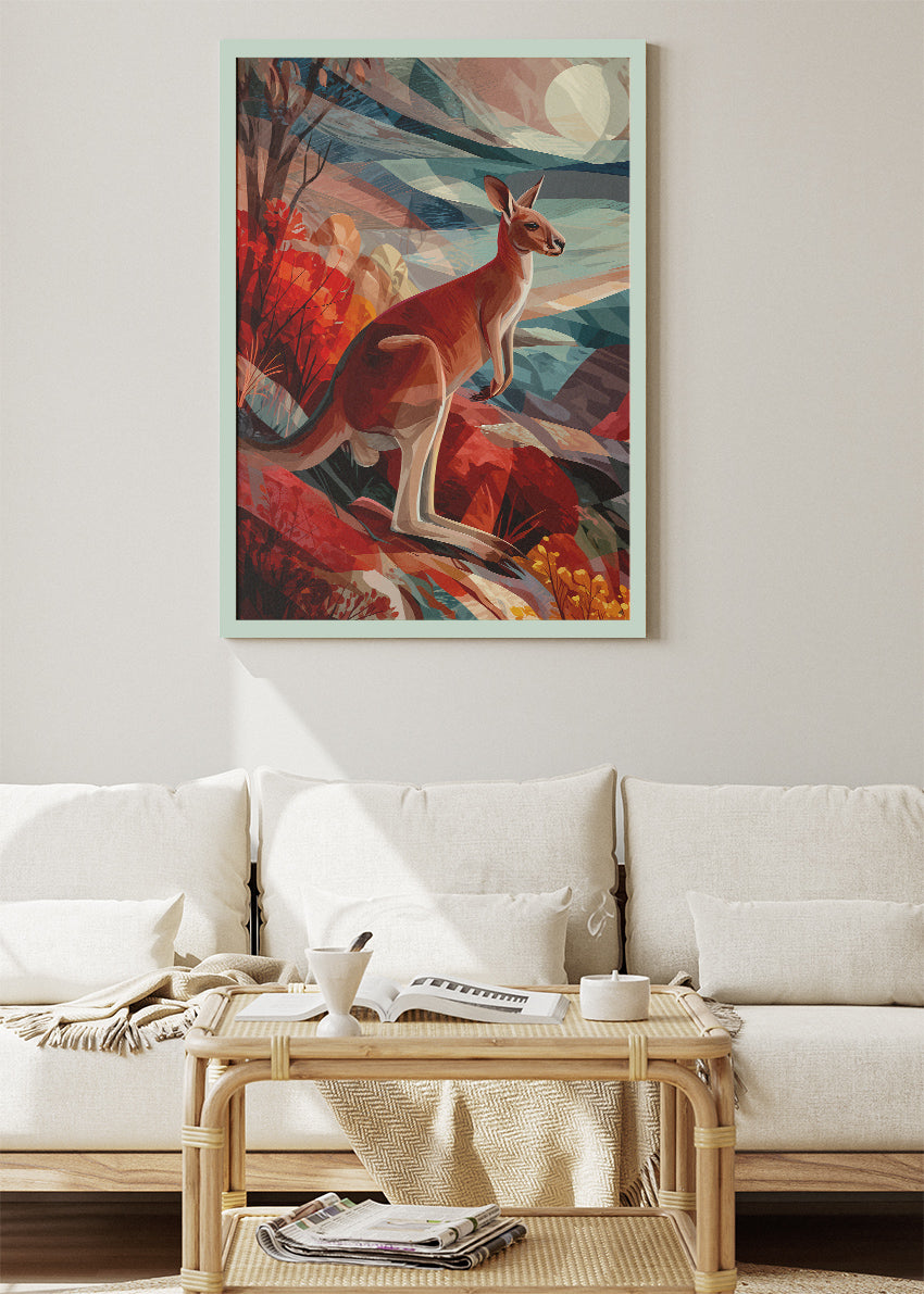 Australian Kangaroo Landscape Canvas & Poster Print – AI PRINT LAB