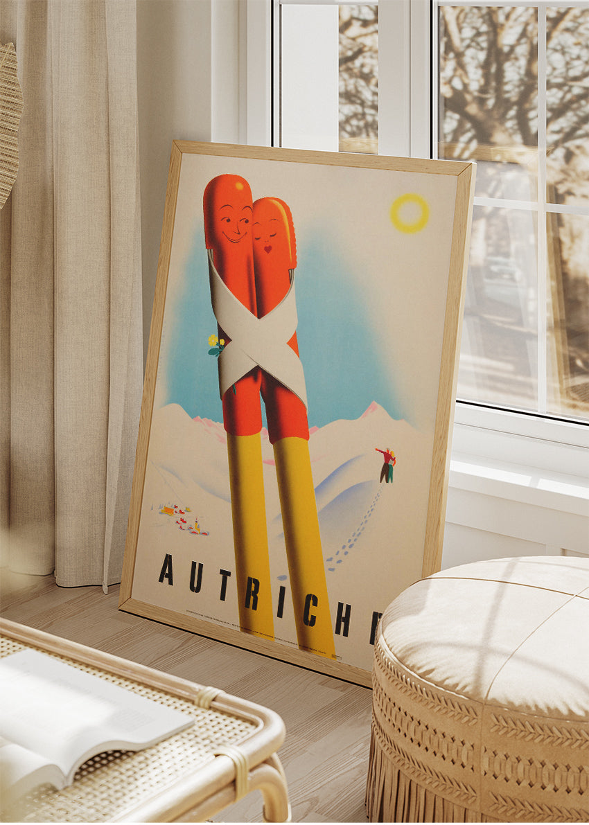 Autriche Vintage Ski Poster & Canvas Print – Retro Austrian Winter Travel Artwork