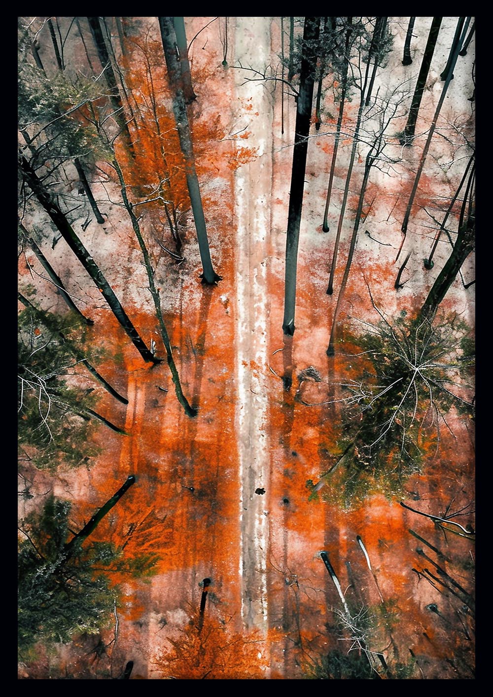 Autumn Forest Path Aerial Canvas Print & Poster – T586 – AiPrintLab