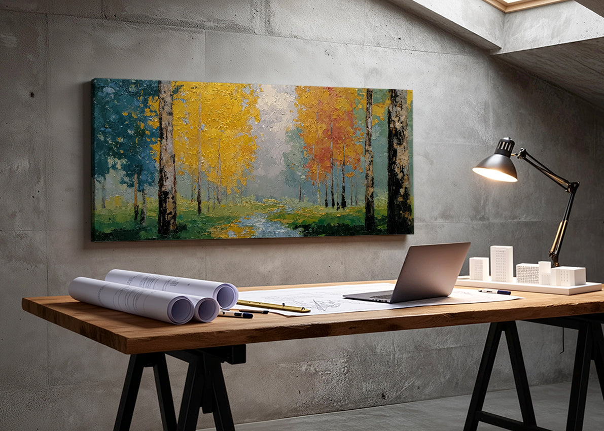 Autumn Forest Path Canvas Wall Art – Single & 3 Panel Split – AI PRINT LAB