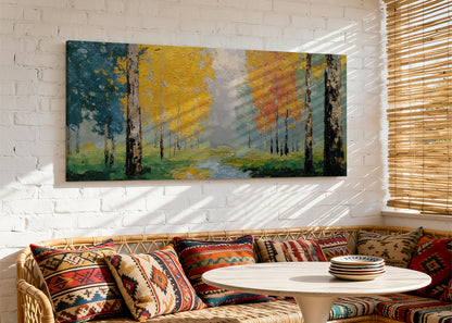 Autumn Forest Path Canvas Wall Art – Single & 3 Panel Split – AI PRINT LAB