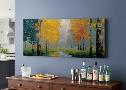 Autumn Forest Path Canvas Wall Art – Single & 3 Panel Split – AI PRINT LAB
