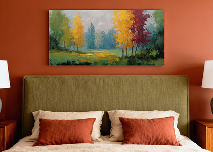 Autumn Meadow Forest Canvas Wall Art – Single & 3 Panel Split – AI PRINT LAB
