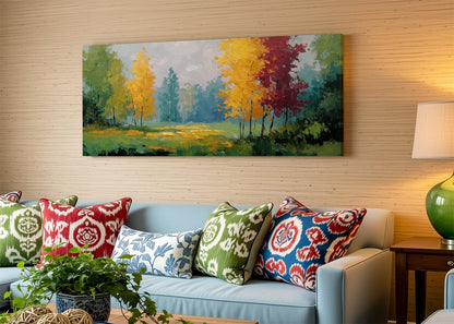 Autumn Meadow Forest Canvas Wall Art – Single & 3 Panel Split – AI PRINT LAB