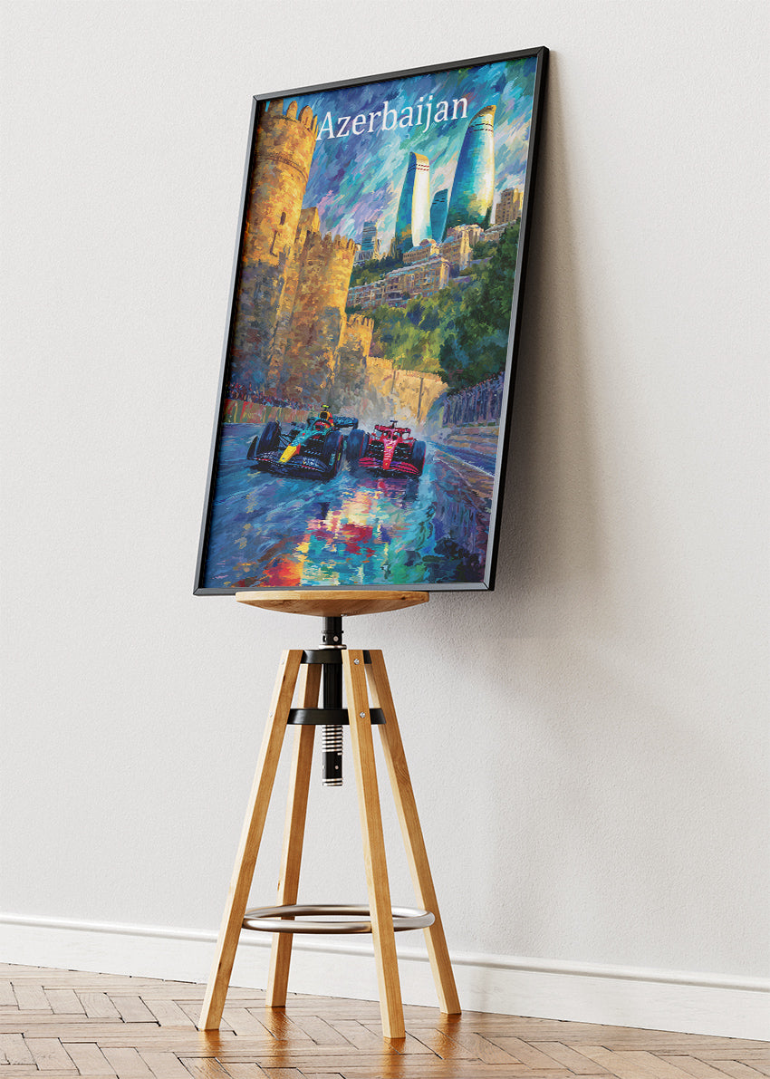 Azerbaijan Grand Prix Poster & Canvas Print | Baku City Circuit Formula Racing Wall Art