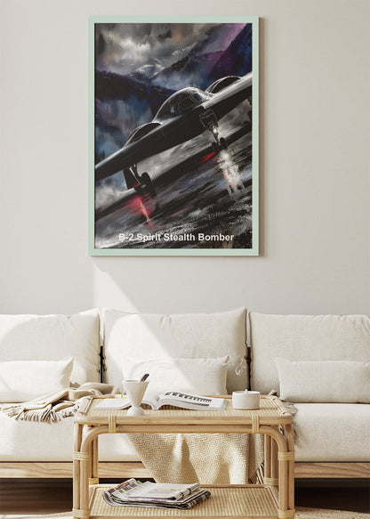 B-2 Spirit Stealth Bomber Canvas Print – Dark Atmospheric Aviation Art