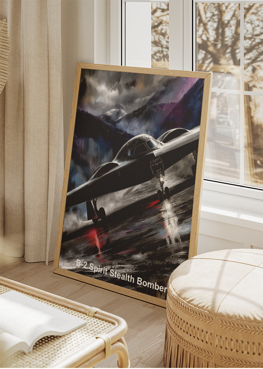 B-2 Spirit Stealth Bomber Canvas Print – Dark Atmospheric Aviation Art