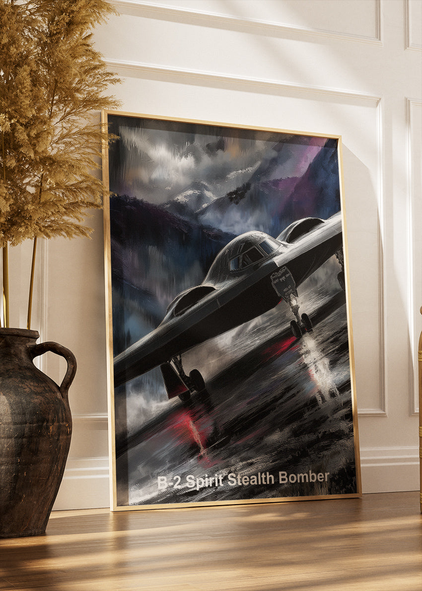 B-2 Spirit Stealth Bomber Canvas Print – Dark Atmospheric Aviation Art