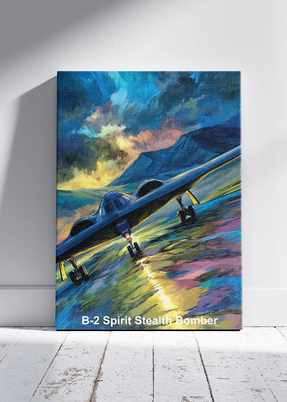 B-2 Spirit Stealth Bomber Canvas Print – Dramatic Aviation Wall Art