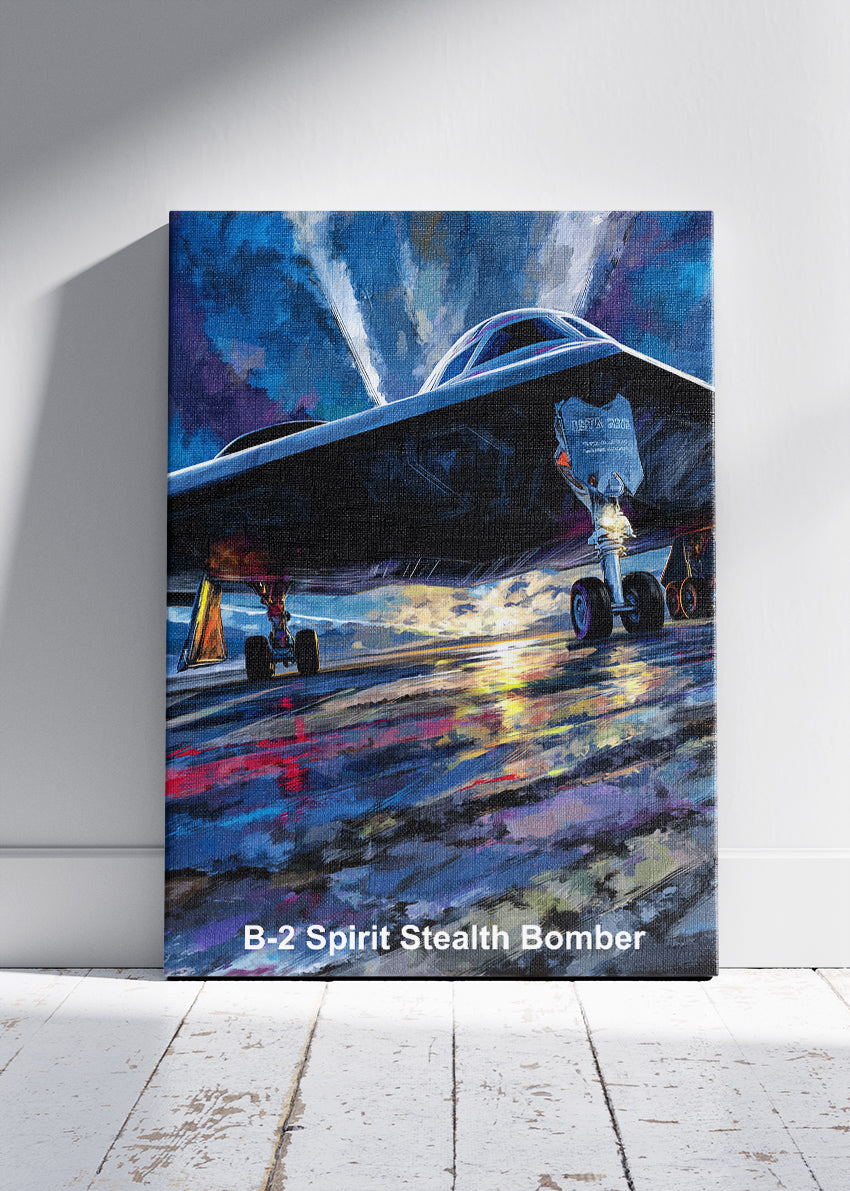 B-2 Spirit Stealth Bomber Canvas Print – Modern Aviation Military Art