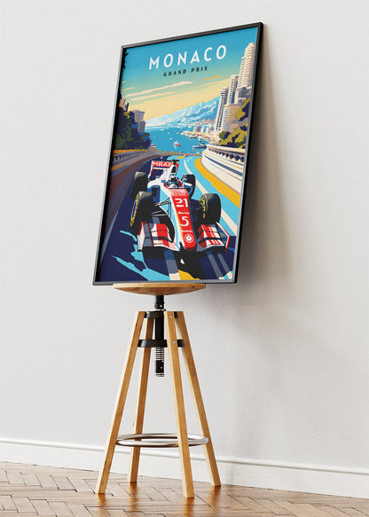 Monaco Grand Prix Formula Racing Poster & Canvas Print | Iconic Coastal Motorsport Wall Art