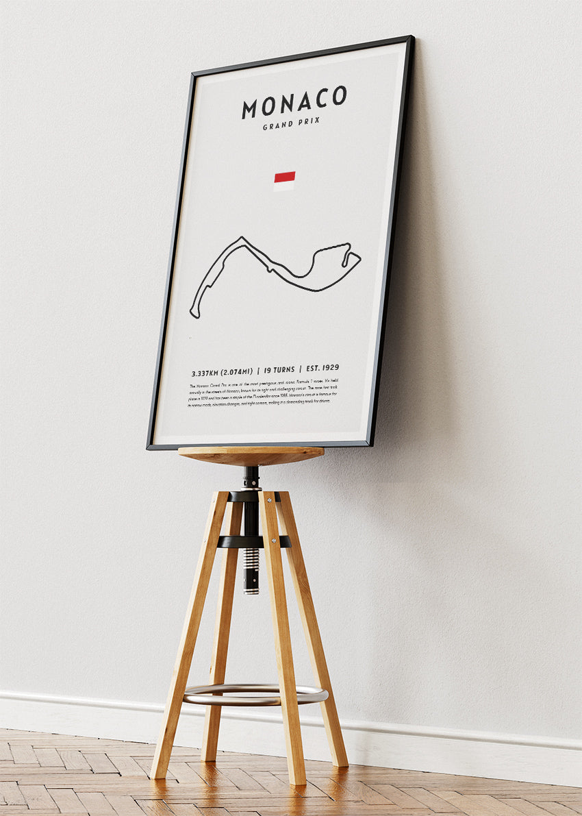 Monaco Grand Prix Circuit Map Poster & Canvas Print | Minimal Motorsport Wall Art