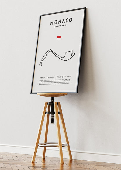 Monaco Grand Prix Circuit Map Poster & Canvas Print | Minimal Motorsport Wall Art