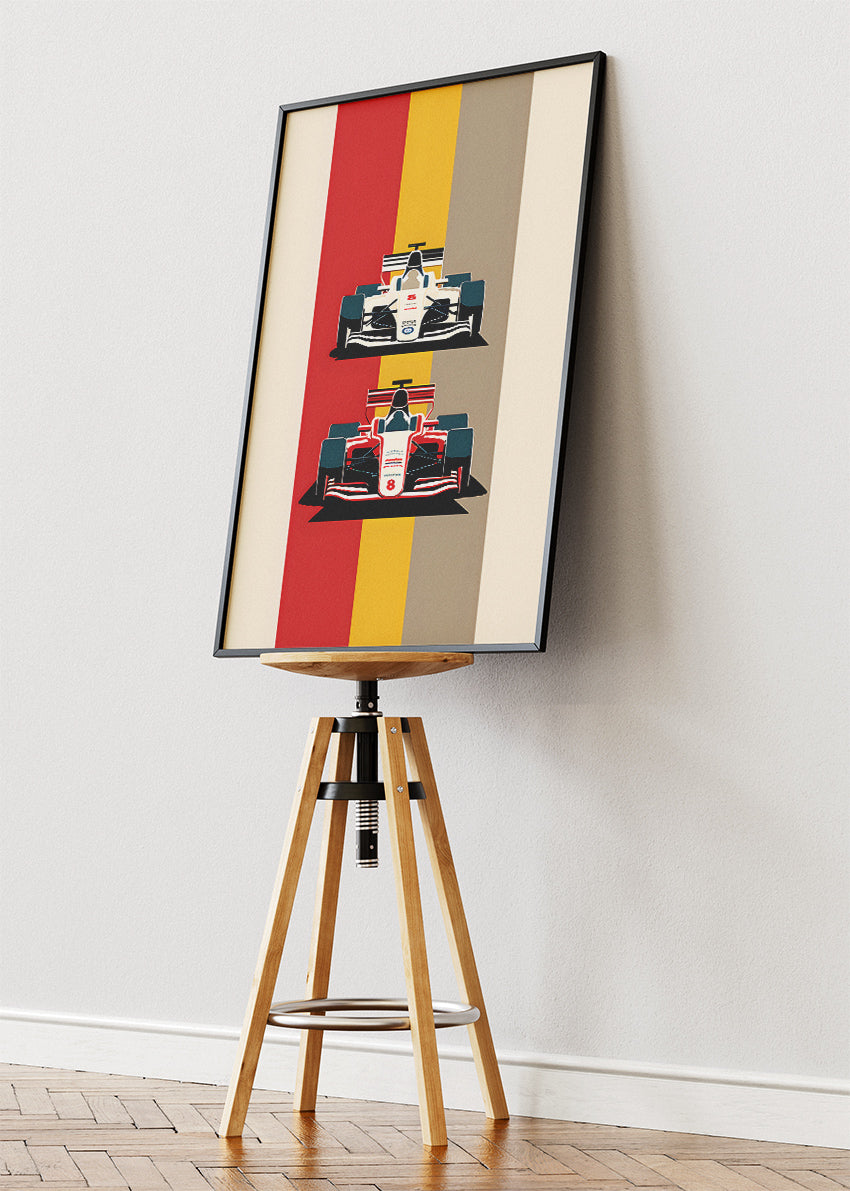 Retro Formula Racing Poster & Canvas Print | Minimal Motorsport Wall Art