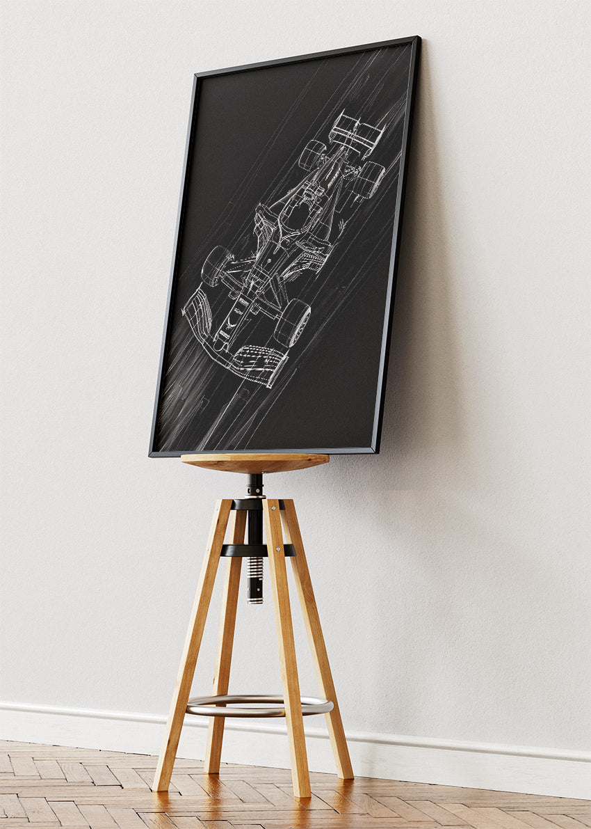 Formula 1 Technical Blueprint Wall Art Poster & Canvas | Minimalist F1 Car Design Print