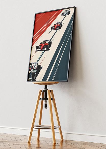 Retro Formula 1 Racing Grid Wall Art Poster & Canvas | Vintage Top-Down F1 Print
