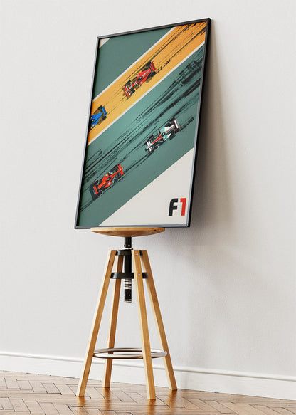 Formula 1 Retro Racing Poster & Canvas | Modern Motorsport Wall Art