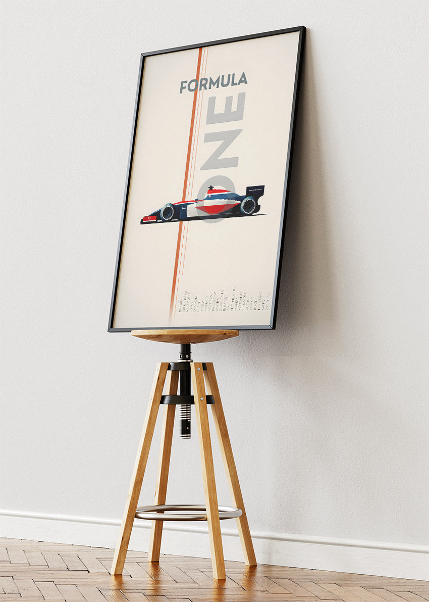 Formula One Minimal Racing Poster & Canvas | Modern Motorsport Wall Art