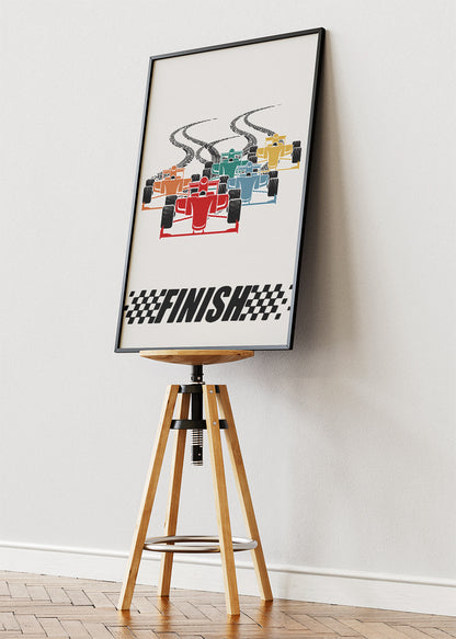 Formula One Finish Line Poster & Canvas | Minimalist Motorsport Wall Art