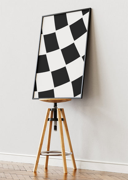 Checkered Flag Racing Poster & Canvas | Minimalist Motorsport Wall Art