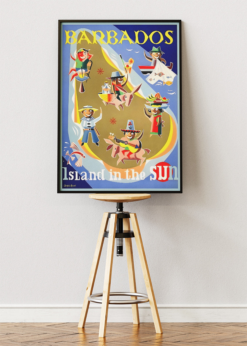 Barbados Vintage Travel Poster & Canvas Print – Island in the Sun Caribbean Wall Art