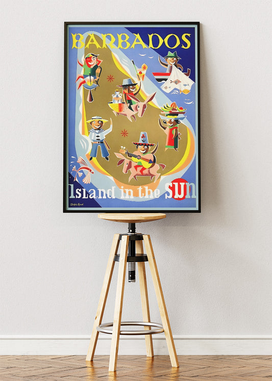 Barbados Vintage Travel Poster & Canvas Print – Island in the Sun Caribbean Wall Art