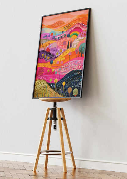 Candy Hills Dreamscape – Vibrant Abstract Landscape Canvas & Poster Print – AI PRINT LAB