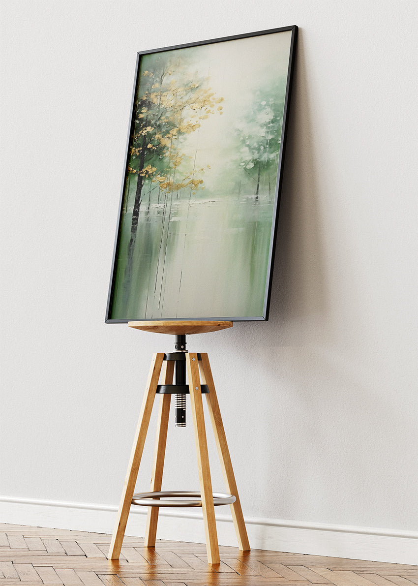 Minimalist Misty Forest Lake Landscape Canvas & Poster Print – AI PRINT LAB