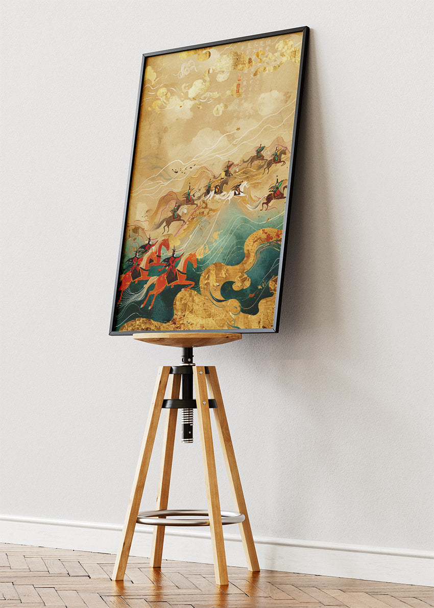 Samurai Tide Journey – Oriental Warrior Canvas & Poster Print – AI PRINT LAB