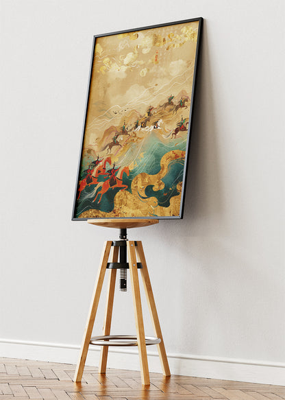 Samurai Tide Journey – Oriental Warrior Canvas & Poster Print – AI PRINT LAB
