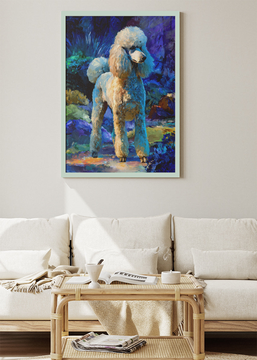 Elegant White Poodle Poster & Canvas Print – Vibrant Modern Dog Art