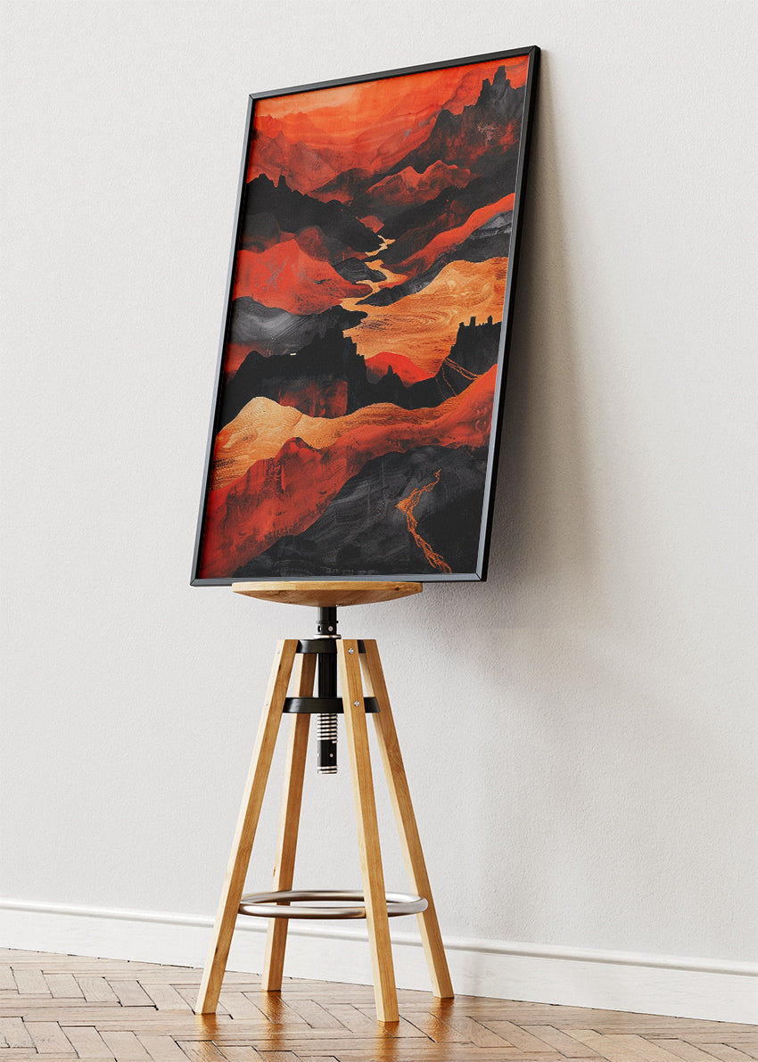 Crimson Canyon Flow – Bold Abstract Desert Landscape Canvas & Poster Print – AI PRINT LAB