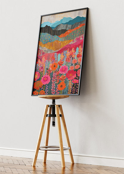 Colorful Floral Valley Landscape Canvas & Poster Print – AI PRINT LAB