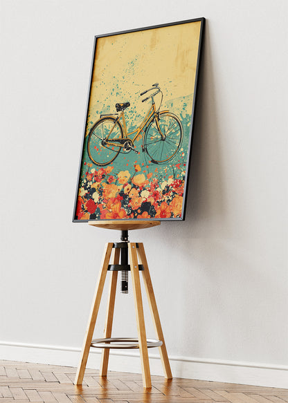 Vintage Bicycle Art Print & Canvas – Floral Retro Bike Wall Art