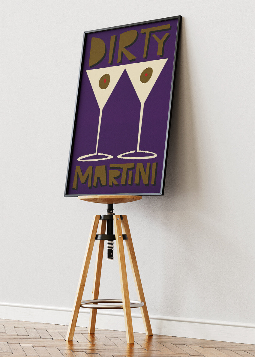 Dirty Martini Poster & Canvas Print | Retro Minimal Cocktail Wall Art