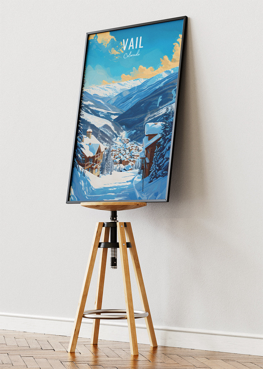 Vail Colorado Ski Resort Poster & Canvas Print – Winter Mountain Wall Art
