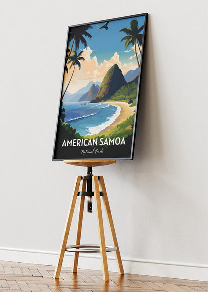 American Samoa National Park Poster & Canvas Print – Tropical Island Coast Illustration Wall Art