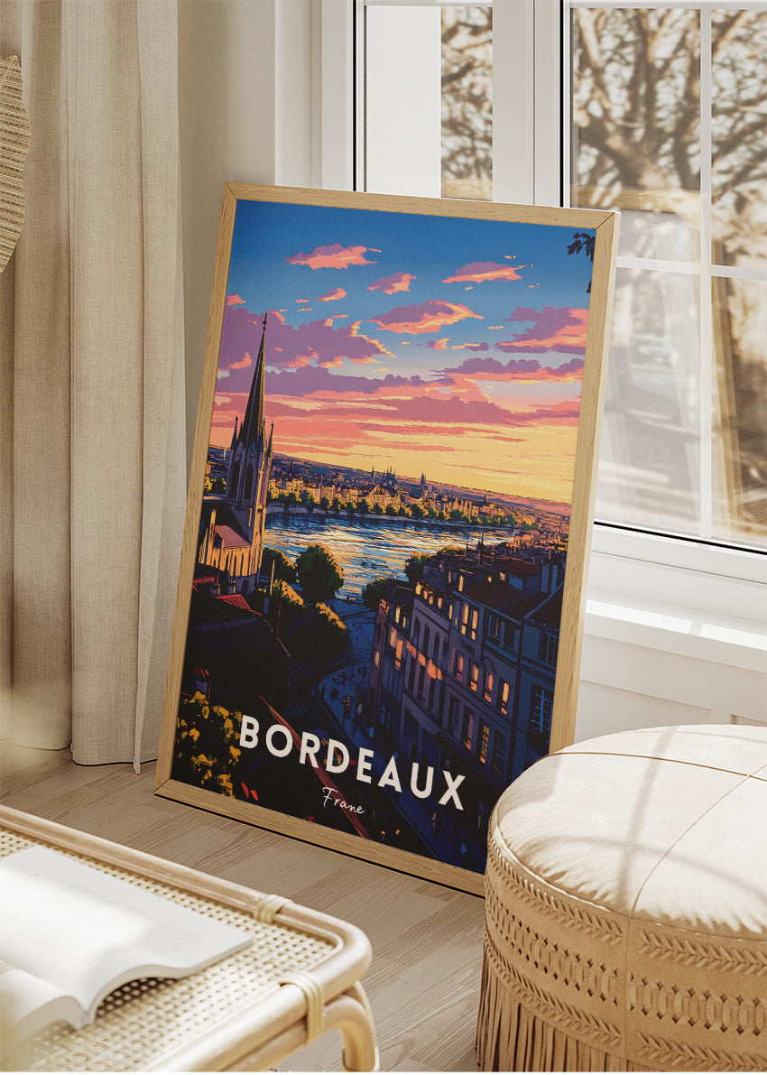 Bordeaux France Poster & Canvas Print – Vintage Sunset Cityscape Art