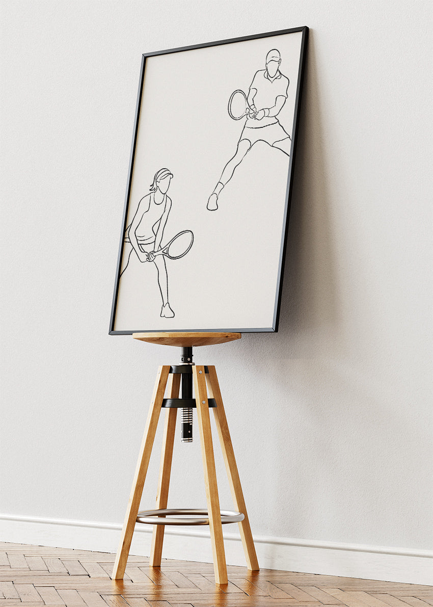 Minimal Tennis Line Art Poster & Canvas Print – Modern Sports Wall Art