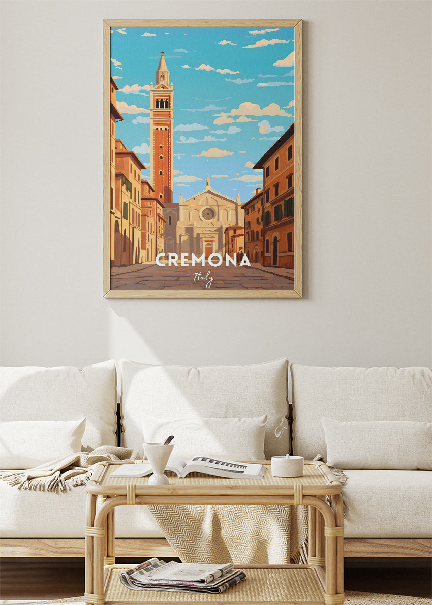Cremona Italy Poster & Canvas Print – Illustrated Italian Cityscape Wall Art