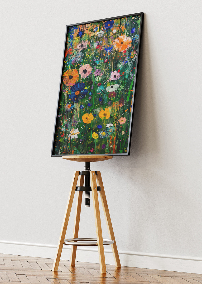 Vibrant Wildflower Garden Abstract Canvas & Poster Print – AI PRINT LAB