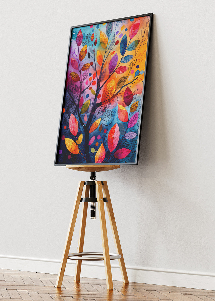 Colorful Abstract Leaf Tree Art Canvas & Poster Print – AI PRINT LAB