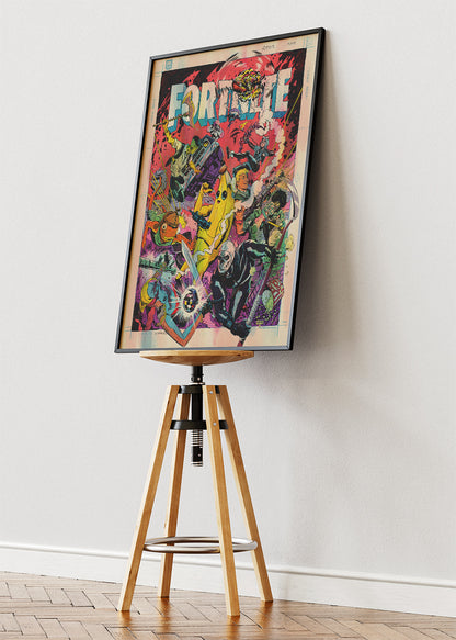 Retro Fortnite Comic Wall Art Poster & Canvas – Action-Packed Gaming Artwork