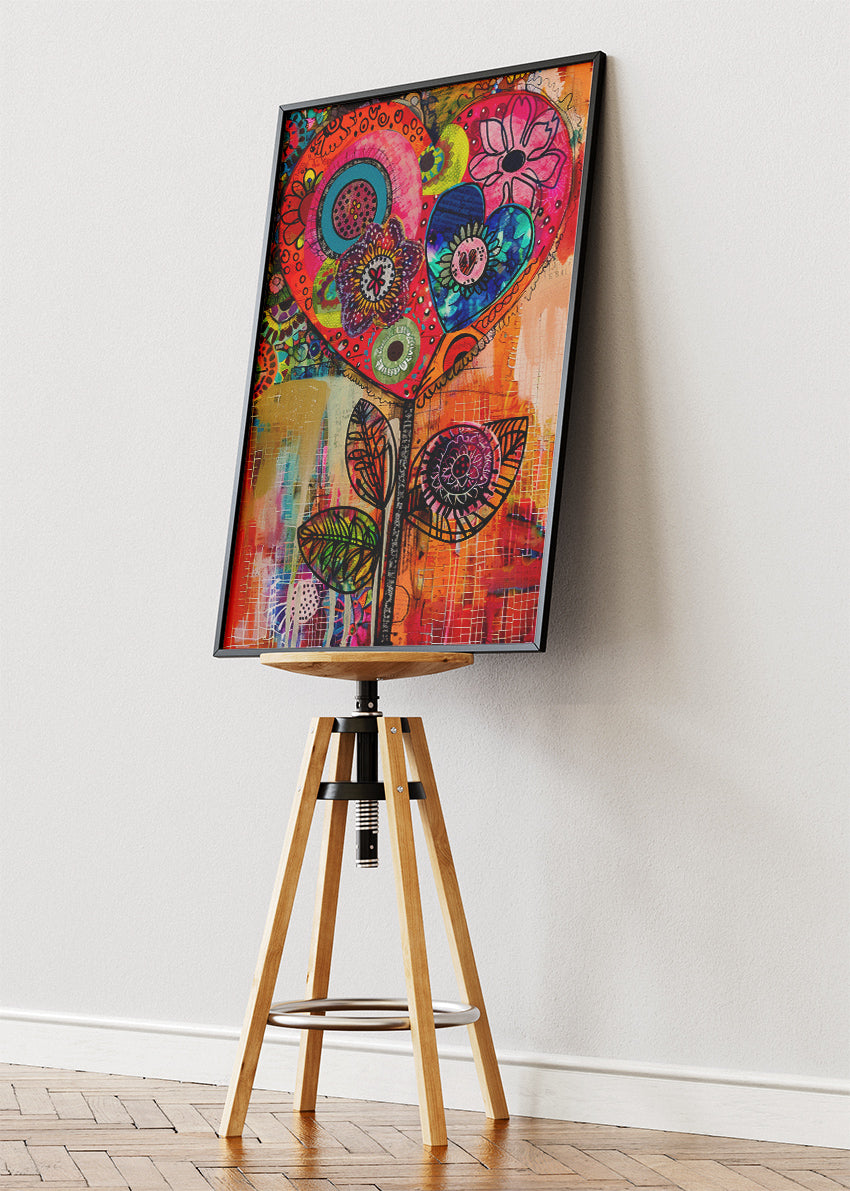 Abstract Heart Flower Pop Art Canvas & Poster Print – AI PRINT LAB