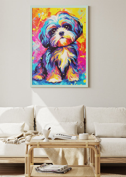 Colorful Shih Tzu Dog Poster & Canvas Print – Vibrant Pop Art Pet Illustration