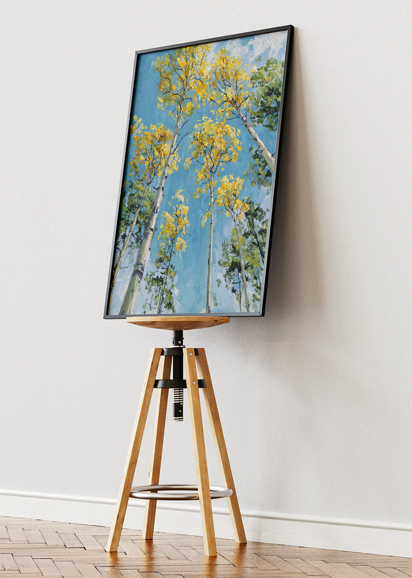 Golden Aspen Trees Sky View Canvas & Poster Print – AI PRINT LAB