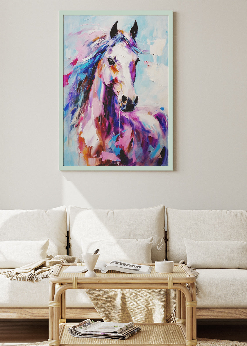 Vibrant Abstract Horse Poster & Canvas Print – Colorful Modern Equine Art