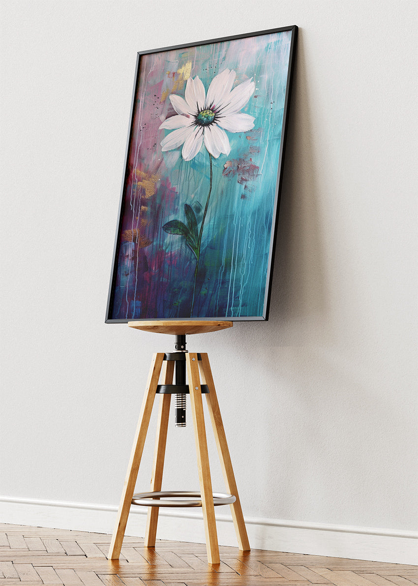 White Daisy Abstract Floral Canvas & Poster Print – AI PRINT LAB