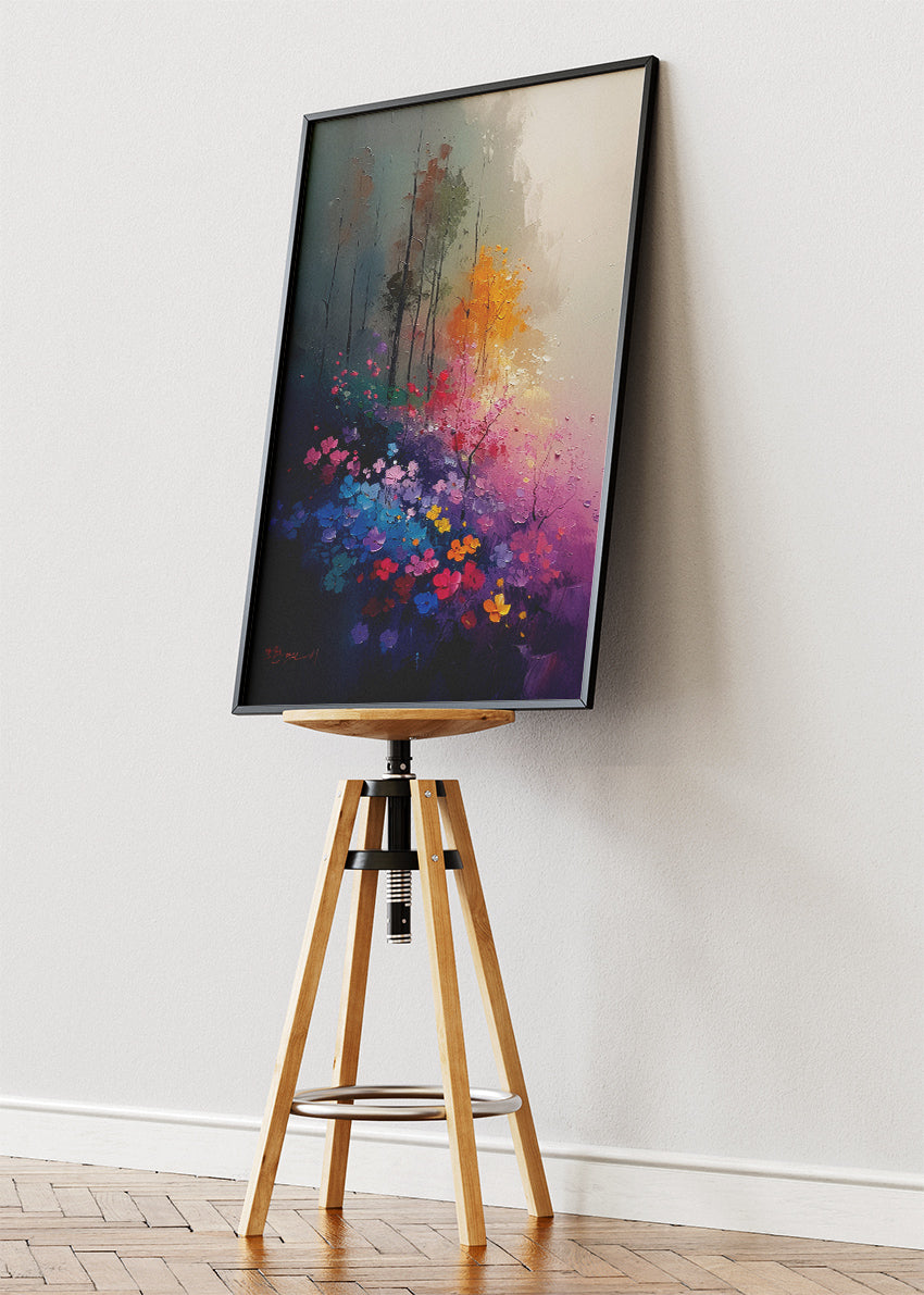 Mystic Bloom Forest – Vibrant Floral Landscape Canvas & Poster Print – AI PRINT LAB